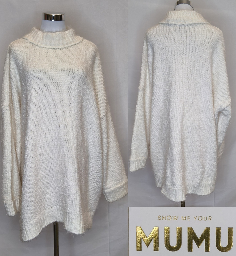 Show Me Your MuMu Timmy Tunic Sweater/Dress Women's XXL Ivory Tight Knit #W5692